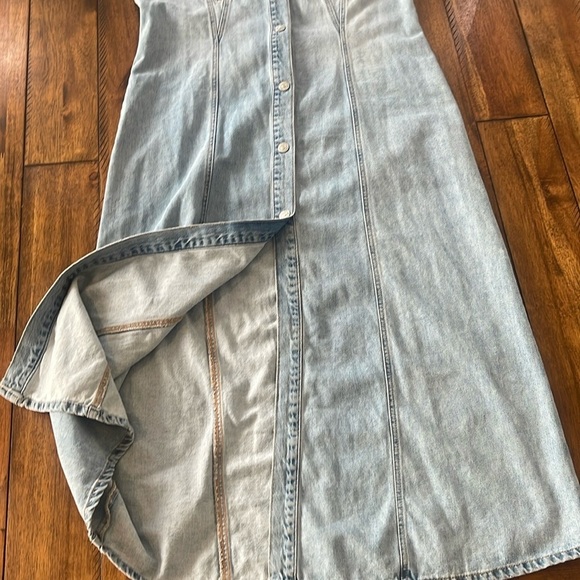 Zara blue maxi long denim jean distressed sleeveless button down dress sz XL - Picture 9 of 16